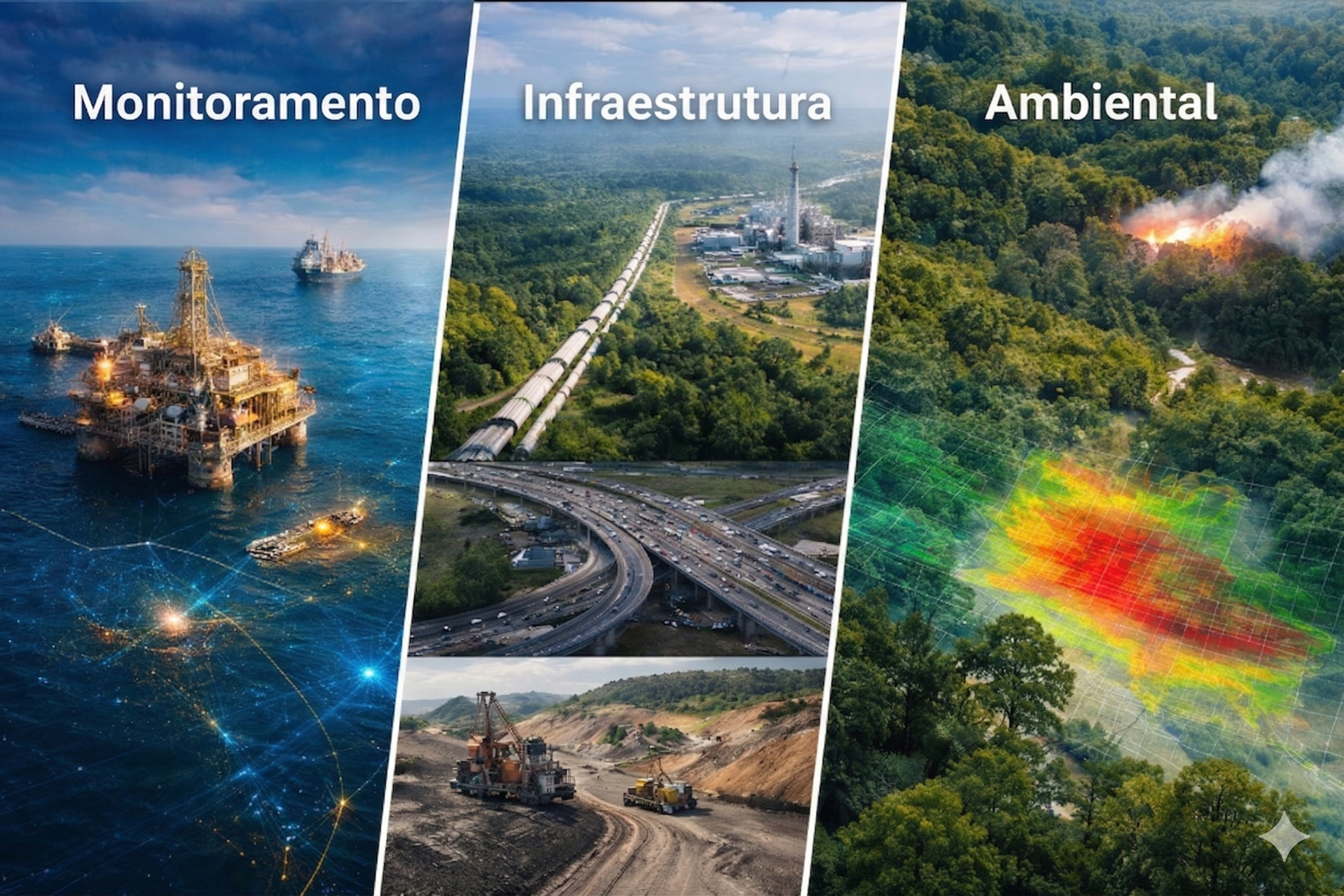 Threetek — Demonstração da plataforma geoespacial com múltiplos setores